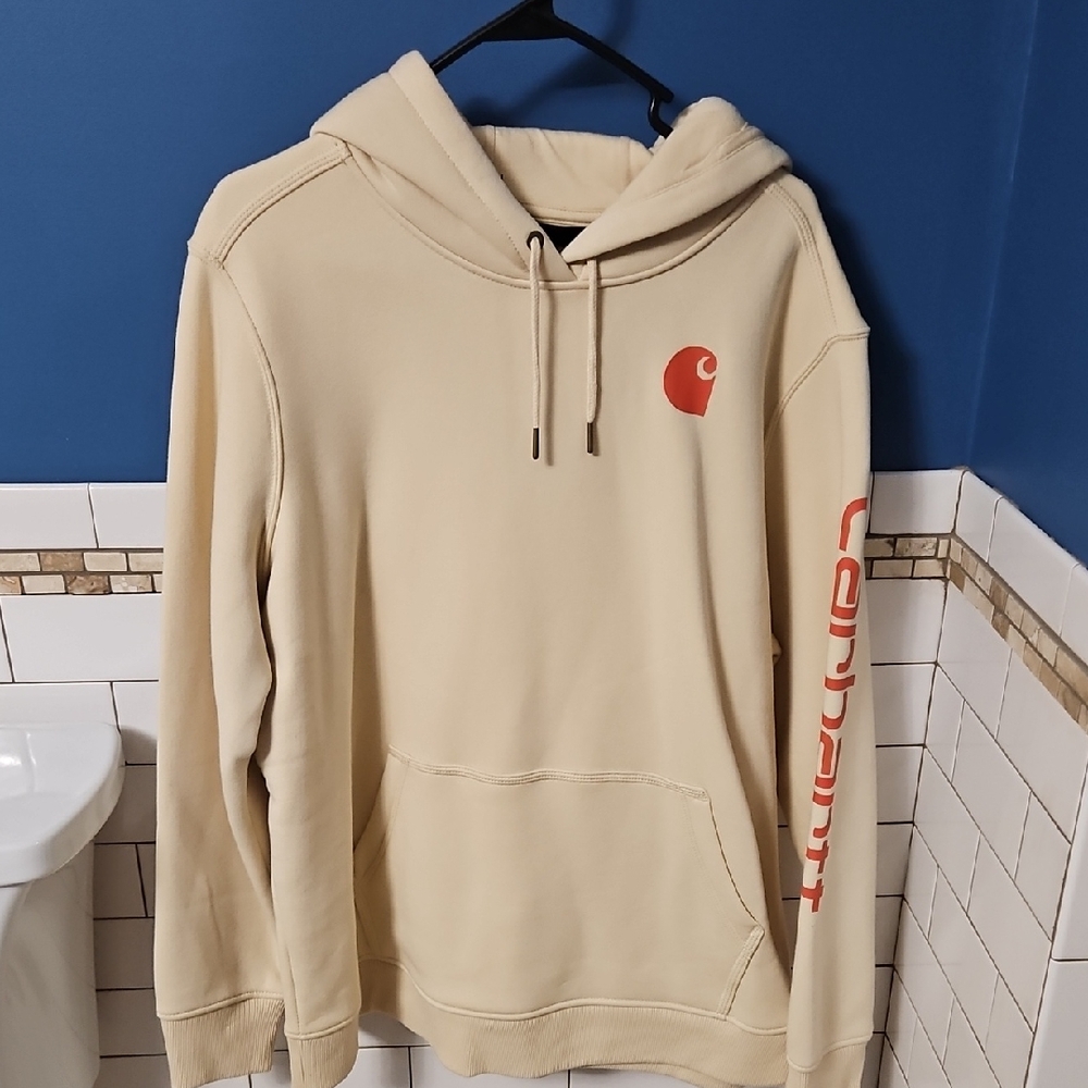 Carhartt Beige Hoodie with Red Accents